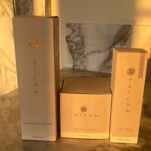 TATCHA Matcha Cleanse (5 fl oz), Water Cream (1.7 fl oz), Liquid Silk Canvas
